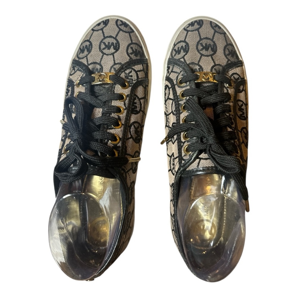 Michael Kors Black and Tan Logo Sneakers - Picture 9 of 9